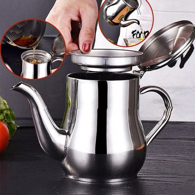 Oil Strainer Pot 32oz (Silver)