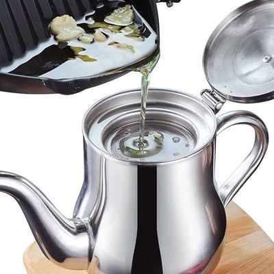 Oil Strainer Pot 32oz (Silver)